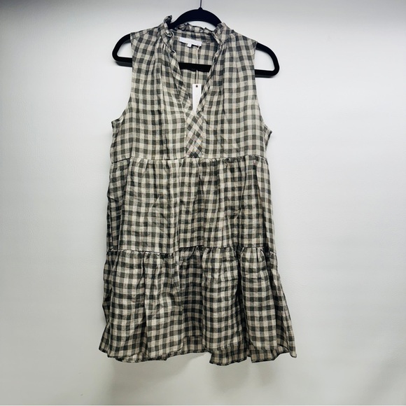 OLIVACEOUS PLAID LINEN MINI DRESS SIZE L NWT - Picture 1 of 8